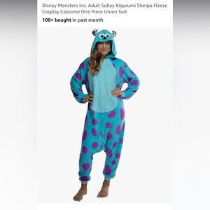 Disney Monsters Inc. Adult Sulley Kigurumi Sherpa Fleece Cosplay Costume
